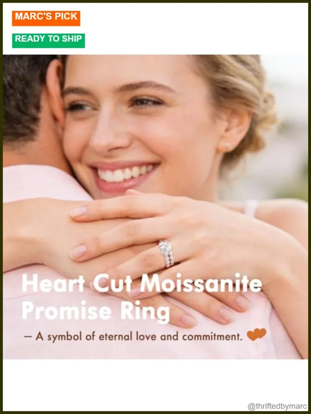 2CT Heart Cut Moissanite Ring Set 925 Sterling Silver Promise Ring